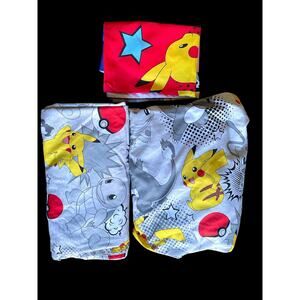 Pokemon Twin Sheet Set 3pc Pikachu Charmander Kids Bedding Soft Microfiber Gray